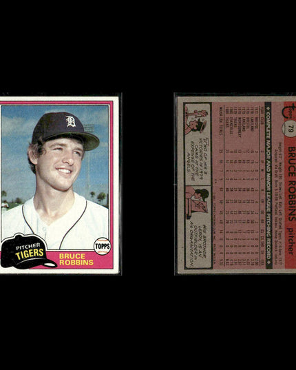 Detroit Tigers 1981 Topps Baseball 53-Card Lot Topps VG