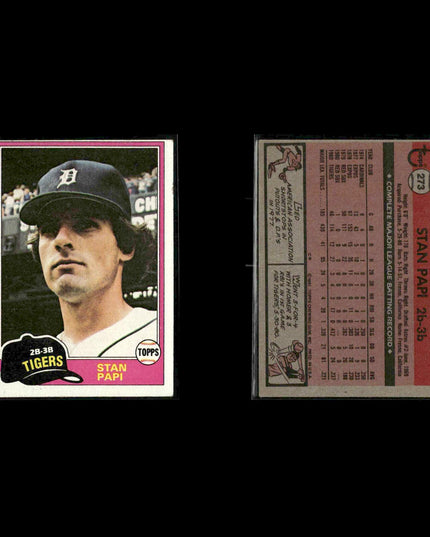 Detroit Tigers 1981 Topps Baseball 53-Card Lot Topps VG