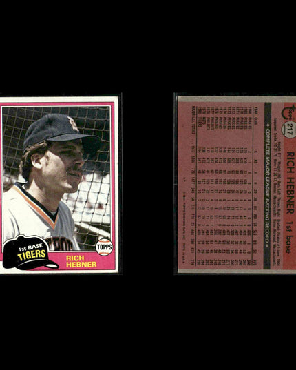 Detroit Tigers 1981 Topps Baseball 53-Card Lot Topps VG