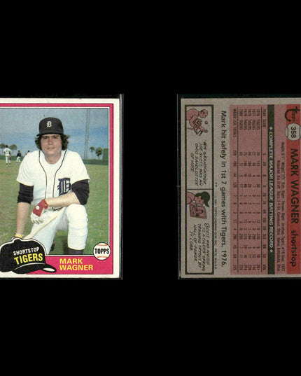 Detroit Tigers 1981 Topps Baseball 53-Card Lot Topps VG