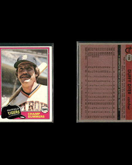 Detroit Tigers 1981 Topps Baseball 53-Card Lot Topps VG