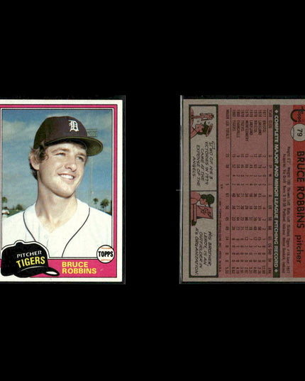 Detroit Tigers 1981 Topps Baseball 53-Card Lot Topps VG