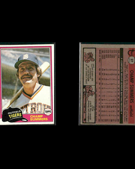 Detroit Tigers 1981 Topps Baseball 53-Card Lot Topps VG