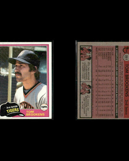 Detroit Tigers 1981 Topps Baseball 53-Card Lot Topps VG