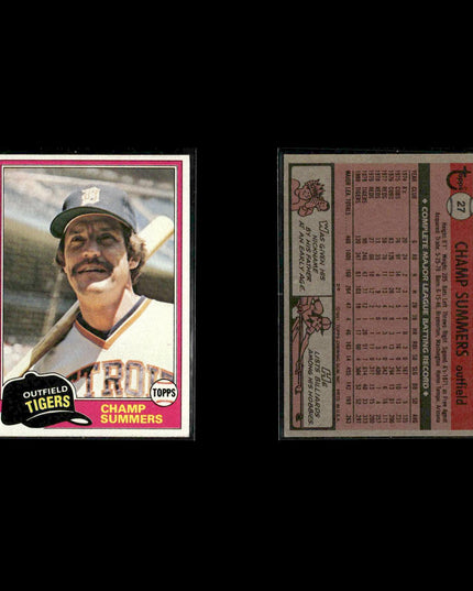 Detroit Tigers 1981 Topps Baseball 53-Card Lot Topps VG