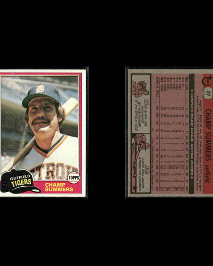 Detroit Tigers 1981 Topps Baseball 53-Card Lot Topps VG