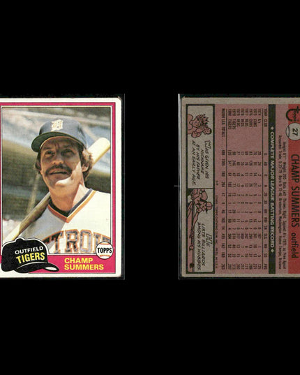 Detroit Tigers 1981 Topps Baseball 53-Card Lot Topps VG