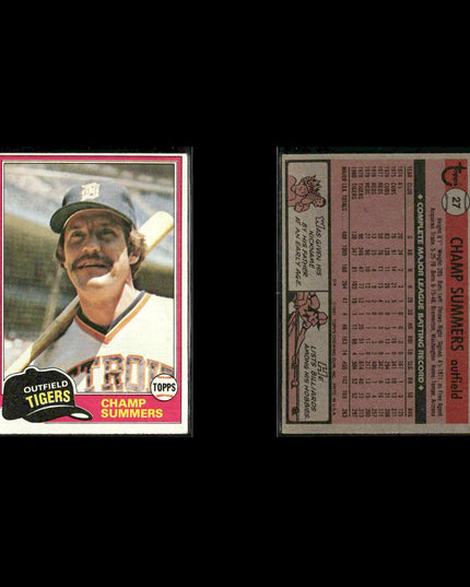 Detroit Tigers 1981 Topps Baseball 53-Card Lot Topps VG