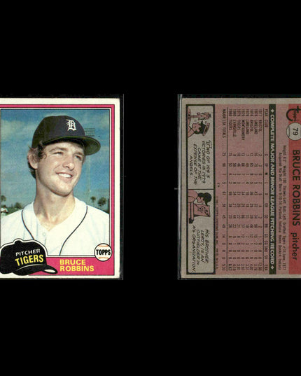 Detroit Tigers 1981 Topps Baseball 53-Card Lot Topps VG