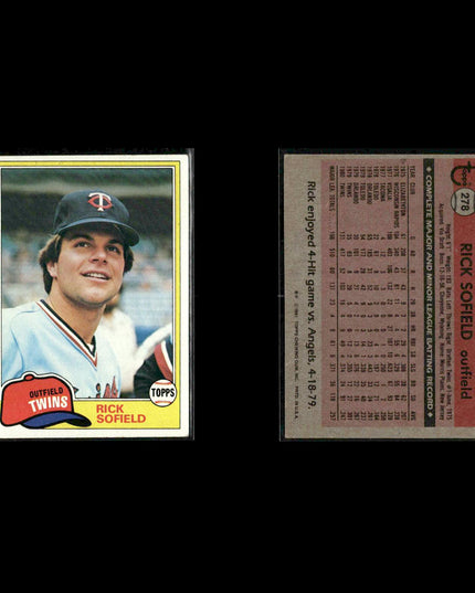Minnesota Twins 1981 Topps Baseball 47-Card Lot Topps VG