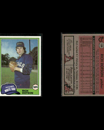 Chicago White Sox 1981 Topps Baseball 36-Card Lot Topps VG