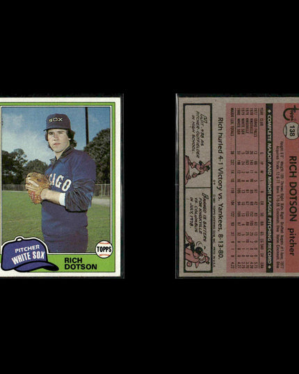 Chicago White Sox 1981 Topps Baseball 36-Card Lot Topps VG