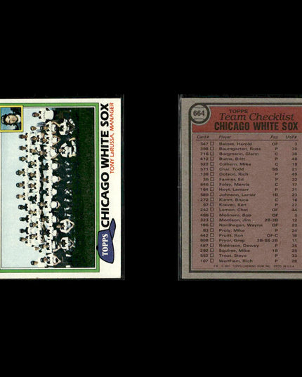 Chicago White Sox 1981 Topps Baseball 36-Card Lot Topps VG