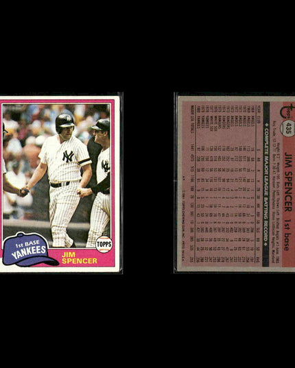 New York Yankees 1981 Topps Baseball 38-Card Lot Topps VG