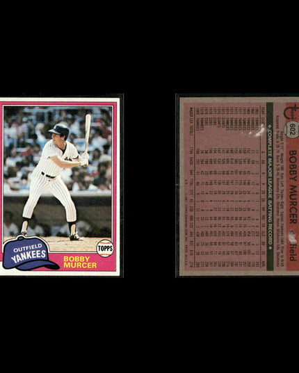 New York Yankees 1981 Topps Baseball 38-Card Lot Topps VG