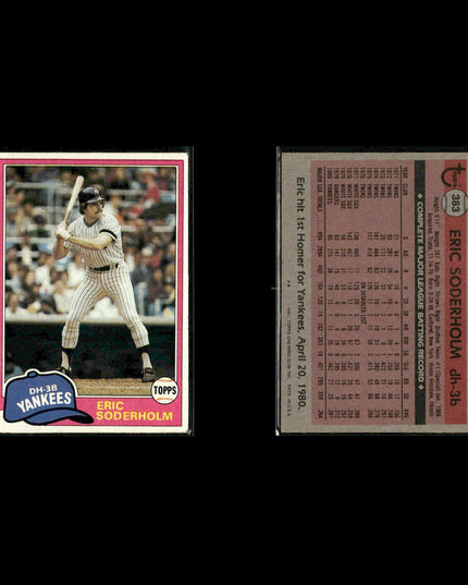 New York Yankees 1981 Topps Baseball 38-Card Lot Topps VG