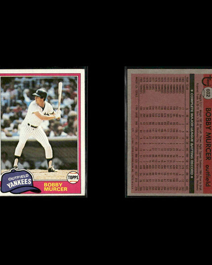 New York Yankees 1981 Topps Baseball 38-Card Lot Topps VG