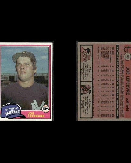 New York Yankees 1981 Topps Baseball 38-Card Lot Topps VG