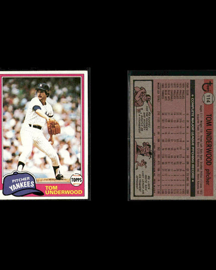 New York Yankees 1981 Topps Baseball 38-Card Lot Topps VG