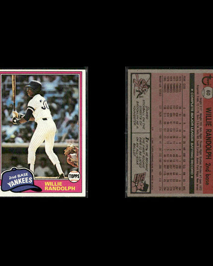 New York Yankees 1981 Topps Baseball 38-Card Lot Topps VG