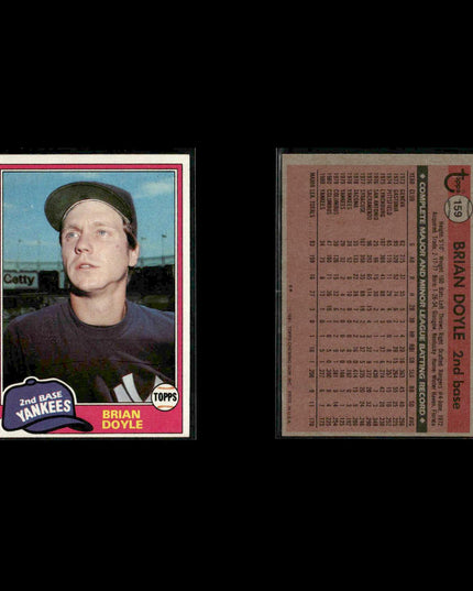 New York Yankees 1981 Topps Baseball 38-Card Lot Topps VG