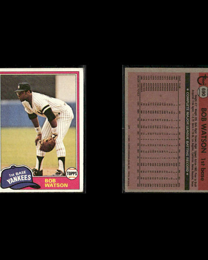 New York Yankees 1981 Topps Baseball 38-Card Lot Topps VG