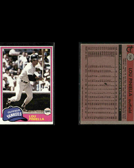 New York Yankees 1981 Topps Baseball 38-Card Lot Topps VG