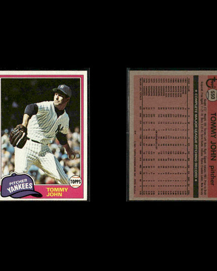 New York Yankees 1981 Topps Baseball 38-Card Lot Topps VG