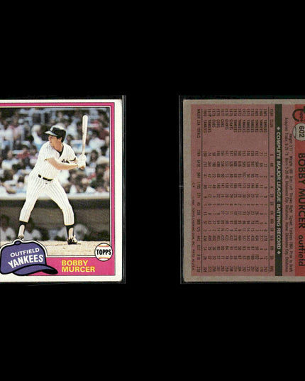 New York Yankees 1981 Topps Baseball 38-Card Lot Topps VG