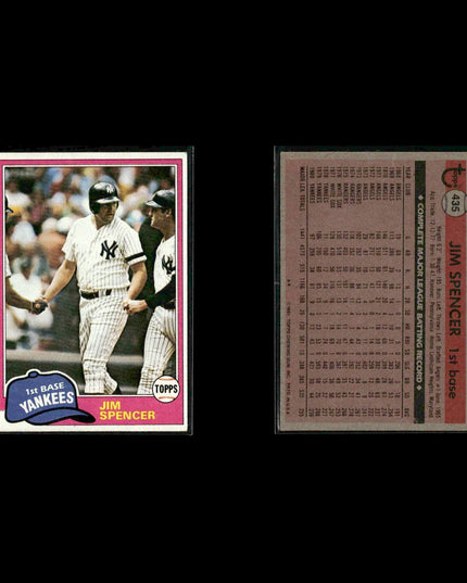 New York Yankees 1981 Topps Baseball 38-Card Lot Topps VG