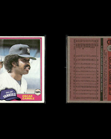 New York Yankees 1981 Topps Baseball 38-Card Lot Topps VG