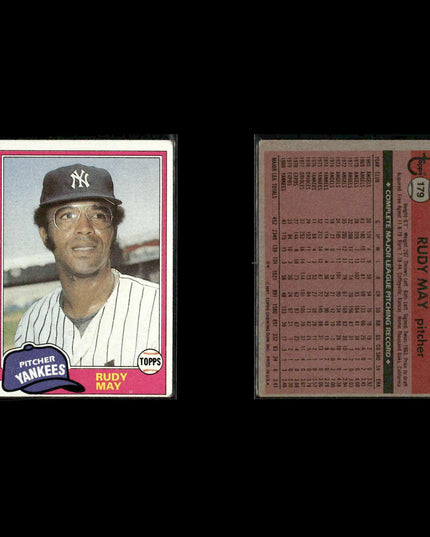 New York Yankees 1981 Topps Baseball 38-Card Lot Topps VG
