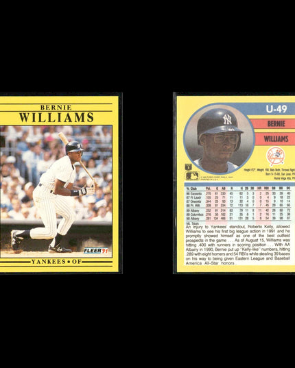 Bernie Williams New York Yankees Baseball 7-Card Lot Topps EX