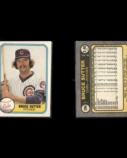 Bruce Sutter Chicago Cubs Baseball 12-Card Lot Topps EX