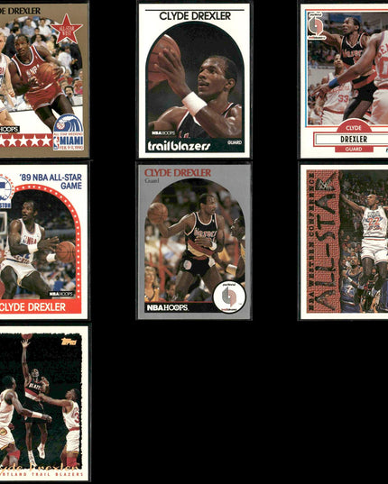 Clyde Drexler Portland Trail Blazers Basketball 7-Card Lot NBA Hoops EX