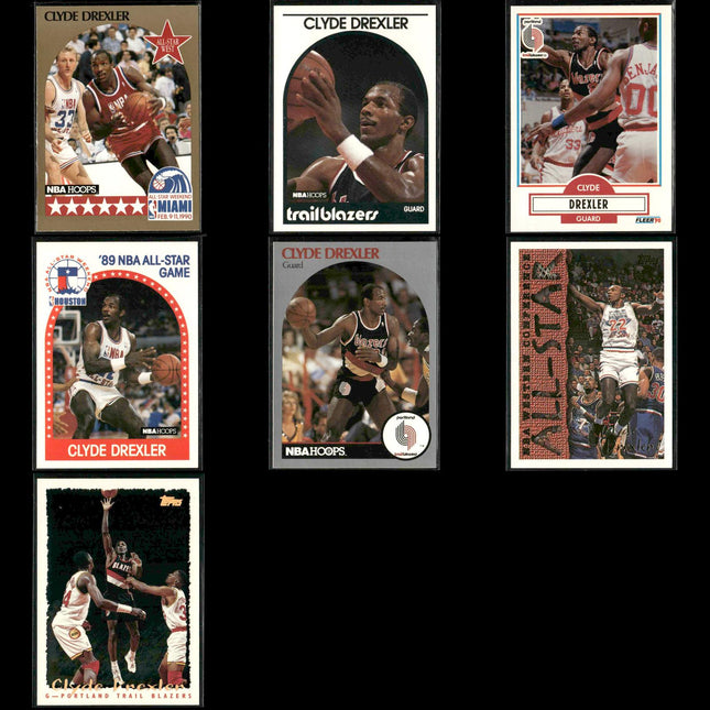 Clyde Drexler Portland Trail Blazers Basketball 7-Card Lot NBA Hoops EX