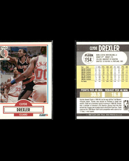 Clyde Drexler Portland Trail Blazers Basketball 7-Card Lot NBA Hoops EX
