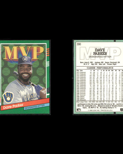 Dave Parker Pittsburgh Pirates Baseball 12-Card Lot Topps EX