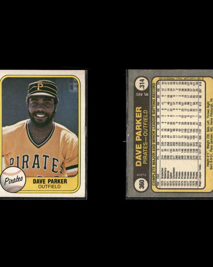 Dave Parker Pittsburgh Pirates Baseball 12-Card Lot Topps EX