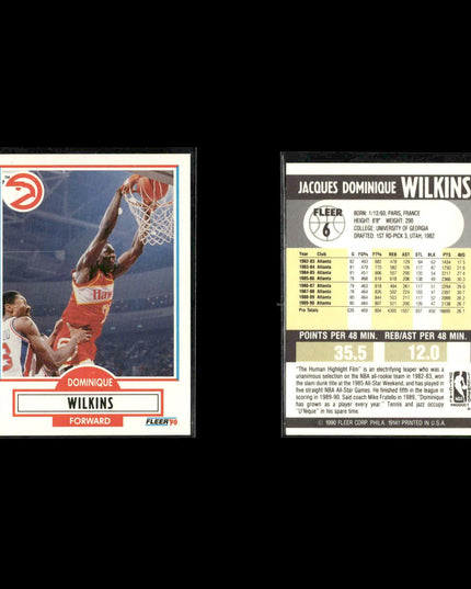 Dominique Wilkins Atlanta Hawks Basketball 10-Card Lot NBA Hoops EX