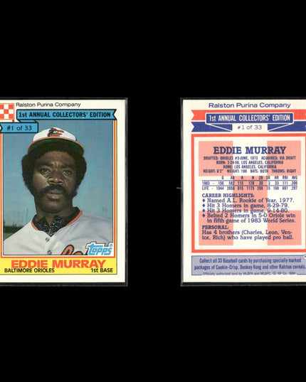 Eddie Murray Baltimore Orioles Baseball 8-Card Lot Topps EX