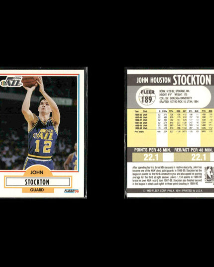 John Stockton Utah Jazz Basketball 10-Card Lot NBA Hoops EX
