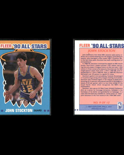 John Stockton Utah Jazz Basketball 10-Card Lot NBA Hoops EX