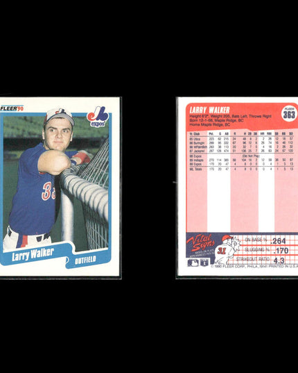Larry Walker Colorado Rockies Baseball 12-Card Lot Topps EX