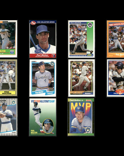 Paul Molitor Milwaukee Brewers Baseball 11-Card Lot Topps EX