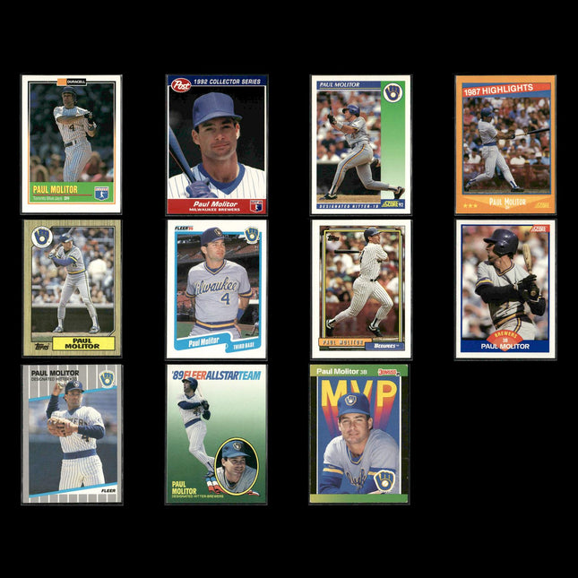 Paul Molitor Milwaukee Brewers Baseball 11-Card Lot Topps EX