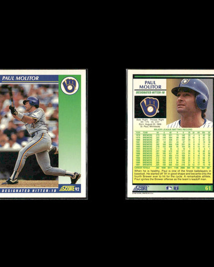 Paul Molitor Milwaukee Brewers Baseball 11-Card Lot Topps EX