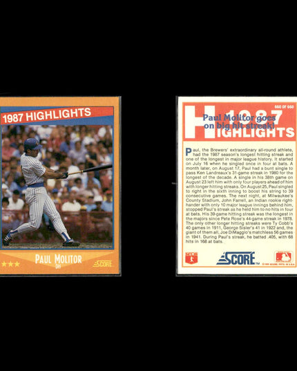 Paul Molitor Milwaukee Brewers Baseball 11-Card Lot Topps EX