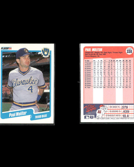 Paul Molitor Milwaukee Brewers Baseball 11-Card Lot Topps EX