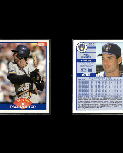 Paul Molitor Milwaukee Brewers Baseball 11-Card Lot Topps EX
